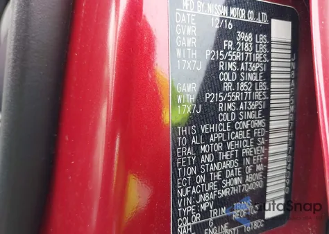 2017 Nissan Juke Sl z USA, uszkodzony, nr VIN JN8AF5MR7HT704090